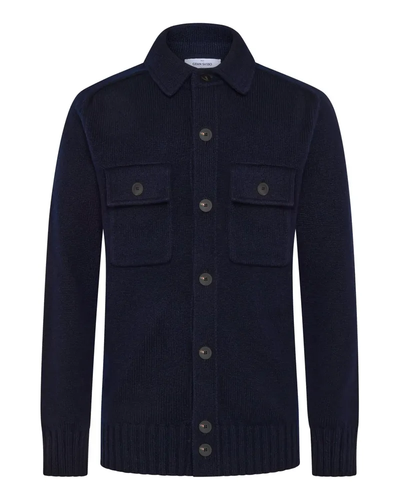Gran Sasso Strick-Overshirt aus maschinenwaschbarer Schurwolle in Marine