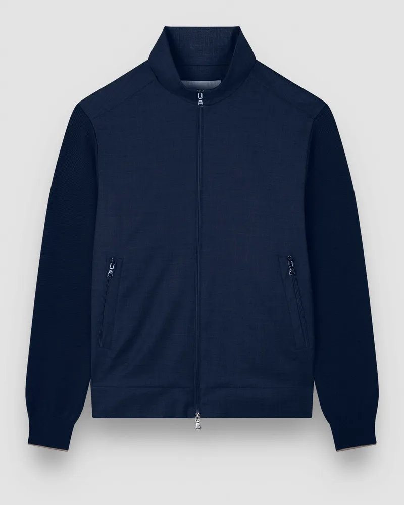 Paul & Shark Hybrider Blouson aus Schurwolle mit Strickärmeln in Marine