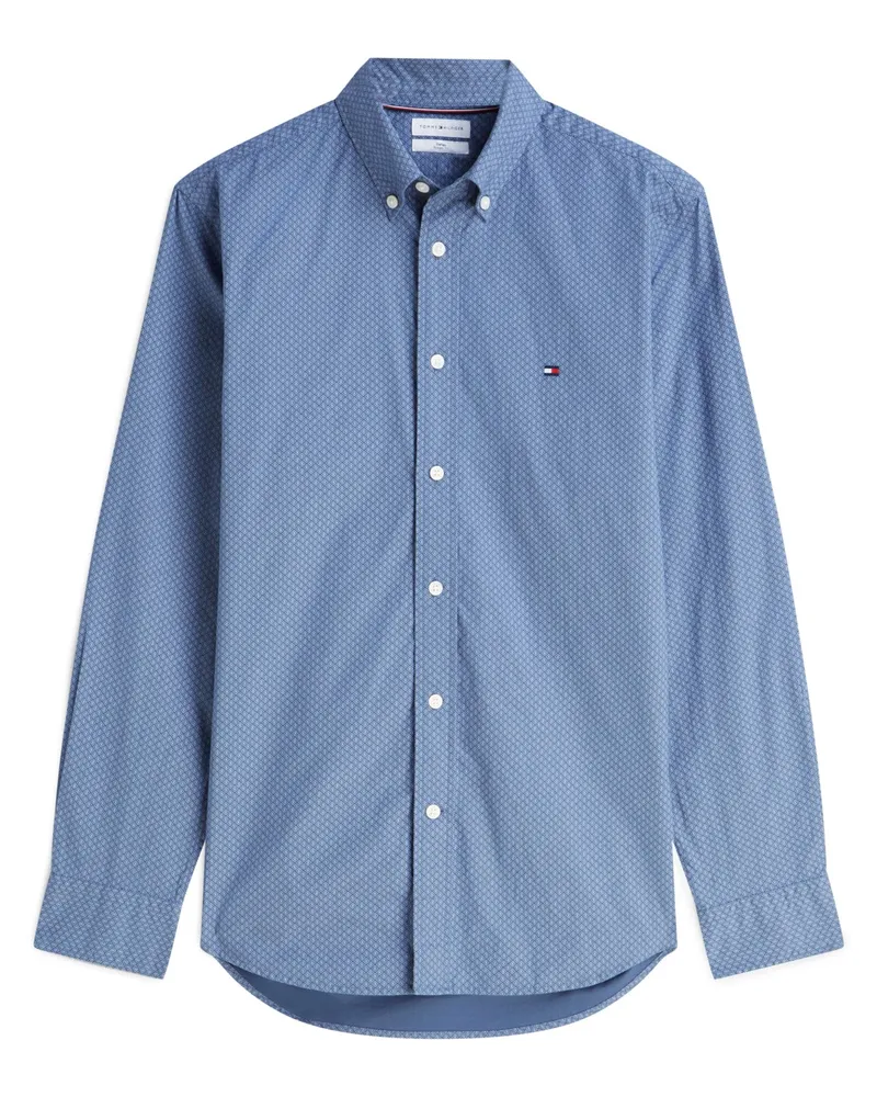 Tommy Hilfiger THFlex-Hemd in Popeline-Qualität mit Button Down-Kragen, Regular Fit in Blau