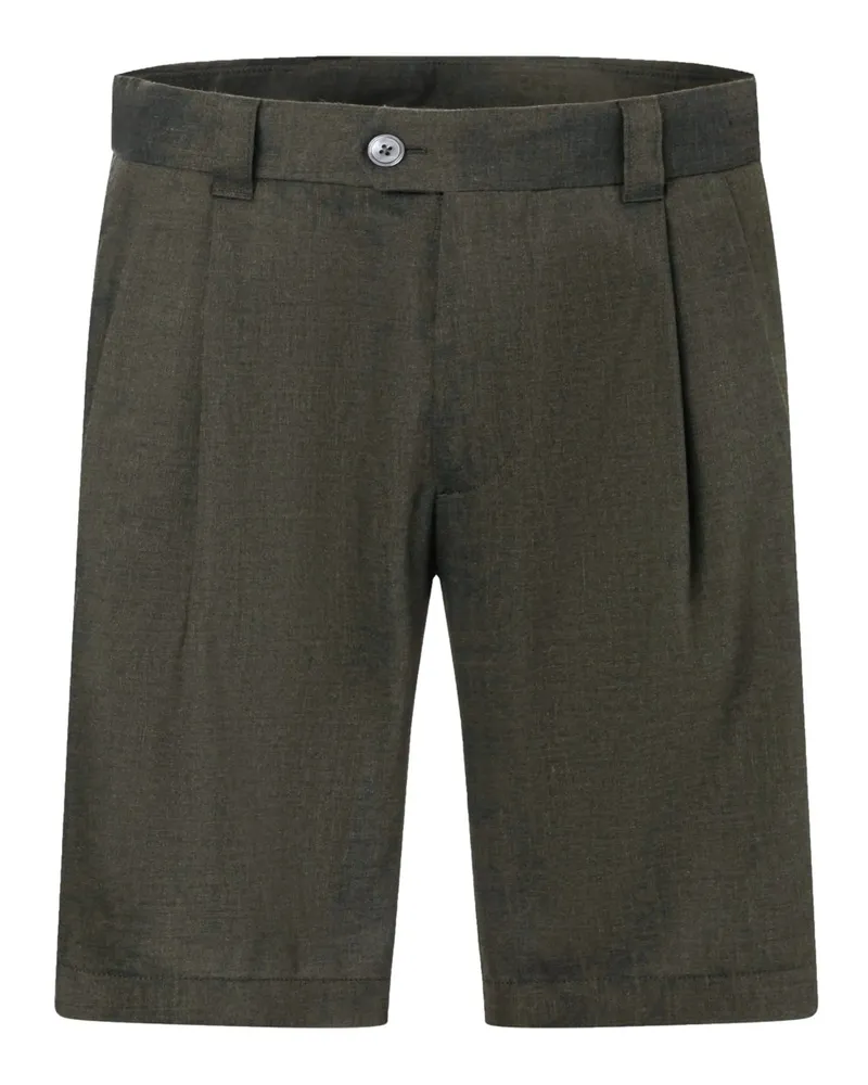 windsor. Bermudashorts aus einem Leinen-Wolle-Mix mit Bundfalte in Oliv