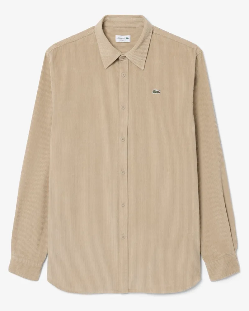 Lacoste Cordhemd aus Baumwolle mit Logo-Aufnäher, Regular Fit in Beige