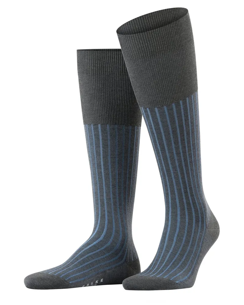 Falke Kniestrümpfe Shadow mit merzerisierter Baumwolle und Rippstruktur in Grau