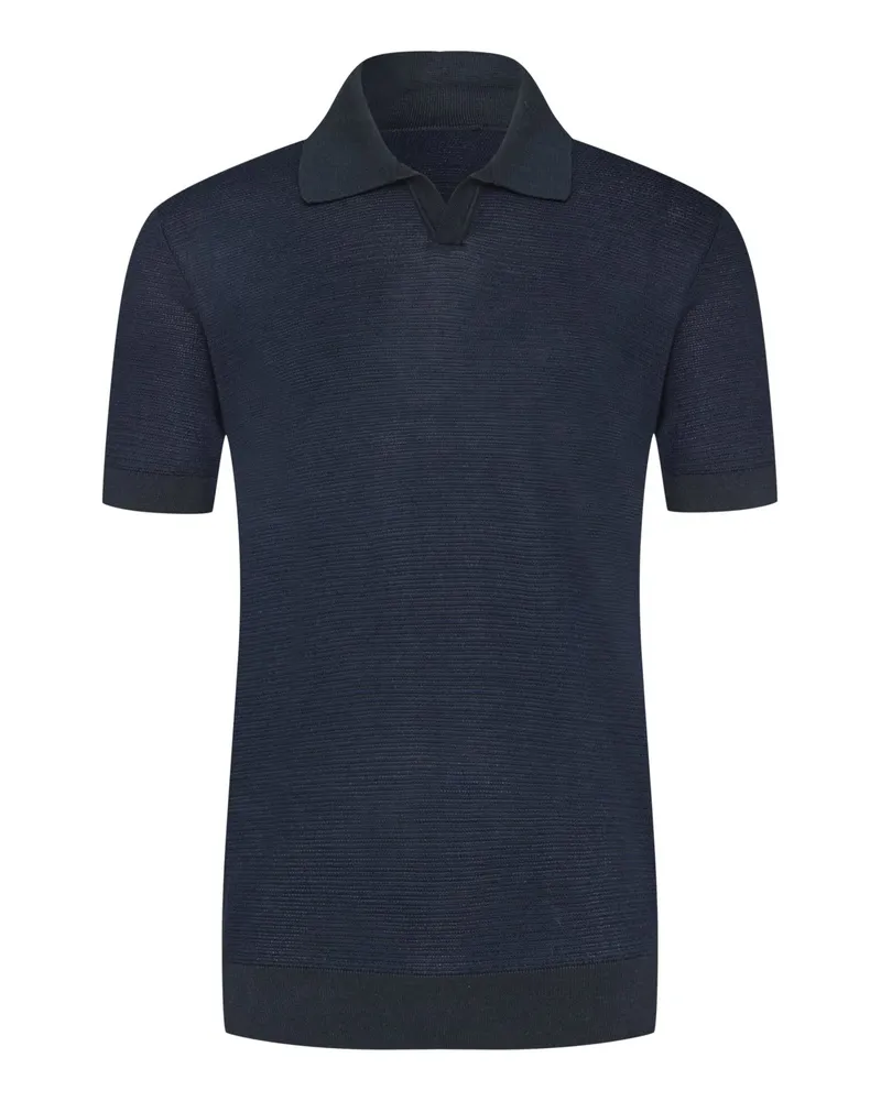 HUGO BOSS Edles Poloshirt aus einem Baumwoll-Seiden-Mix in Jacquard-Strick, Regular in Schwarz