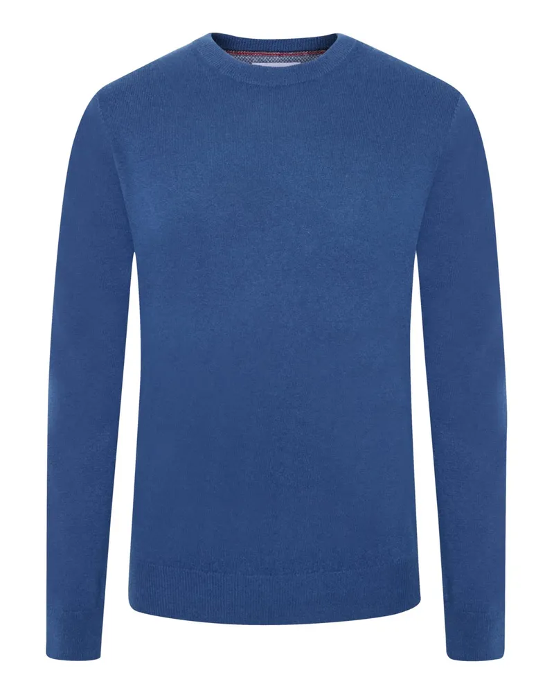 Tom Rusborg Softer Pullover aus Merinowolle und Kaschmir mit O-Neck in Königsblau