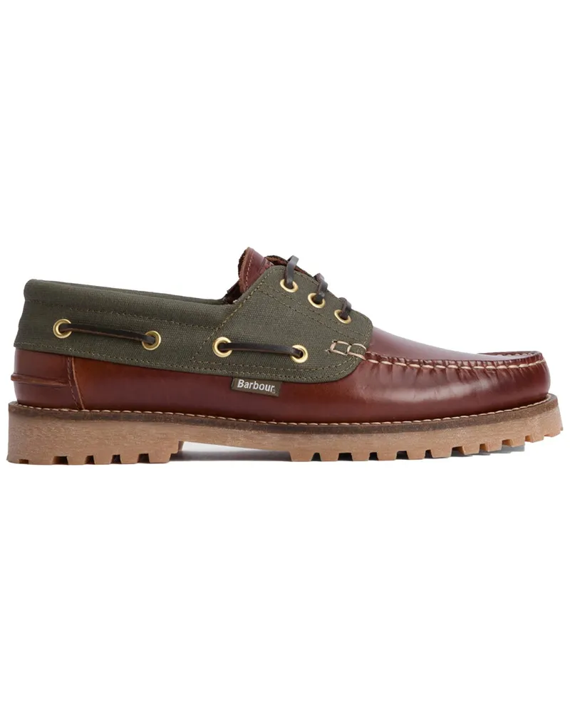 Barbour Re-Engineered Bootsschuhe Deck mit Canvas-Details in Cognac