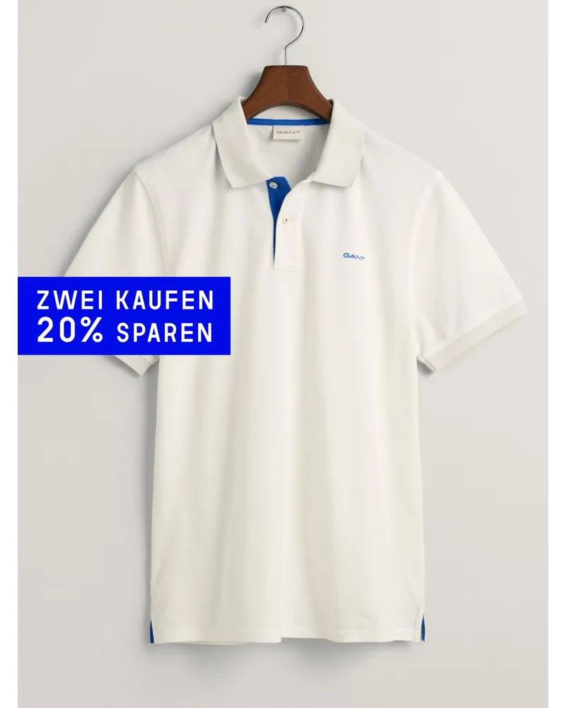 Gant Poloshirt mit Kontrast-Details aus Stretch-Piqué in Offwhite