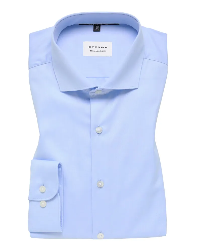 Eterna Blickdichtes Twill-Hemd mit Haifischkragen, Super Slim in Hellblau