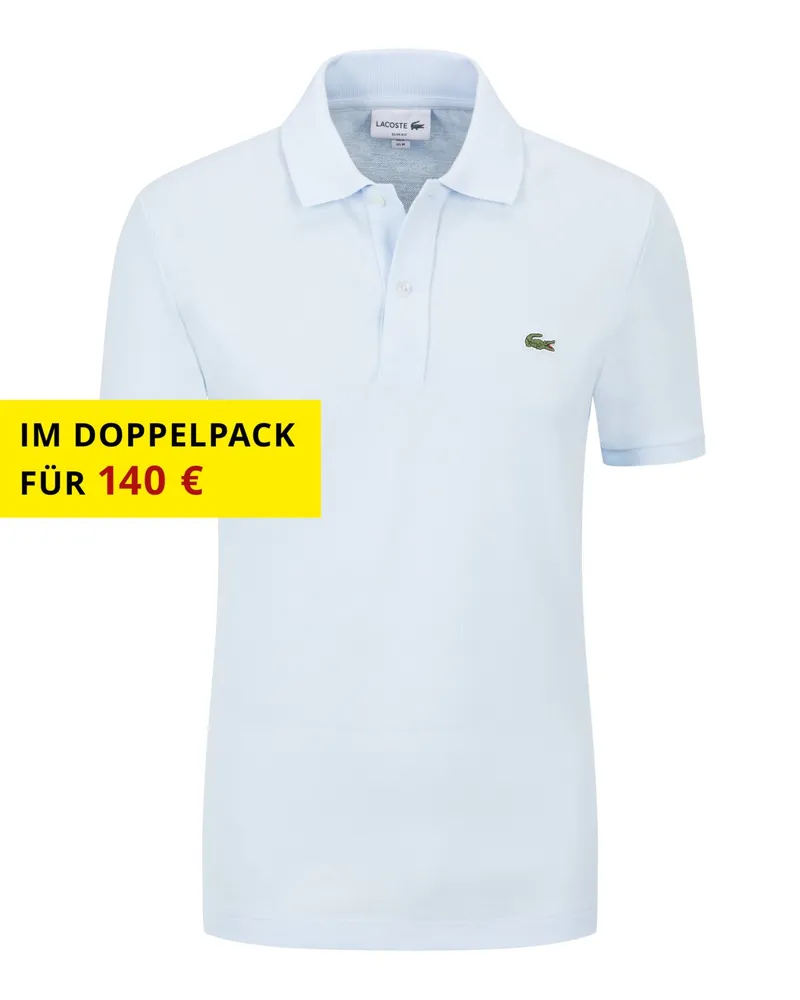 Lacoste Piqué-Poloshirt Slim Fit PH4012, mit kleiner Krokodil-Stickerei in Hellblau