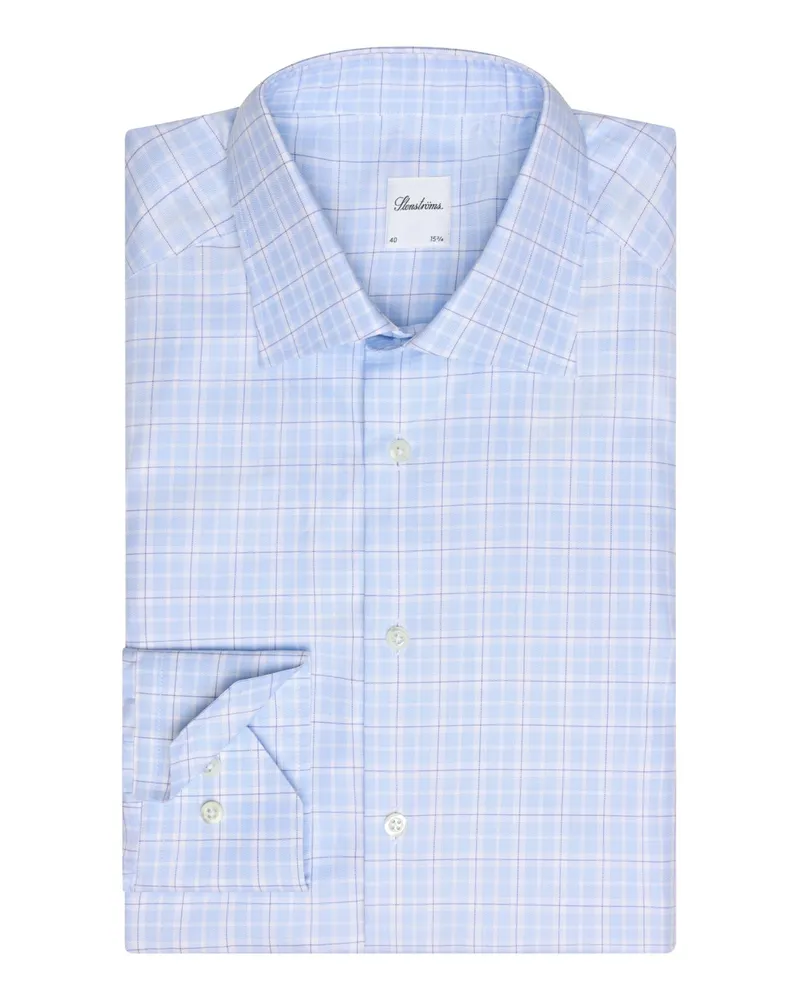 Stenströms Vollzwirn Baumwollhemd mit Karomuster, Regular Fit in Hellblau
