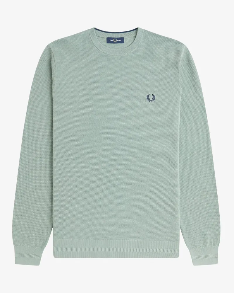 Fred Perry Leichter Baumwoll-Pullover mit O-Neck in Grün