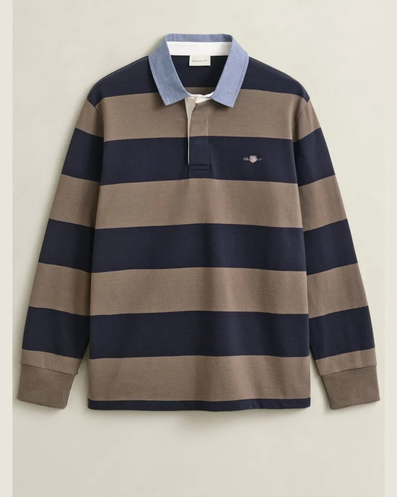 Gant Rugbyshirt aus Baumwolle mit Blockstreifen, Regular Fit in Braun