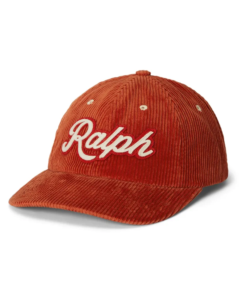 Ralph Lauren Baseball Cap in Cord-Qualität mit Letter-Aufnäher in Orange