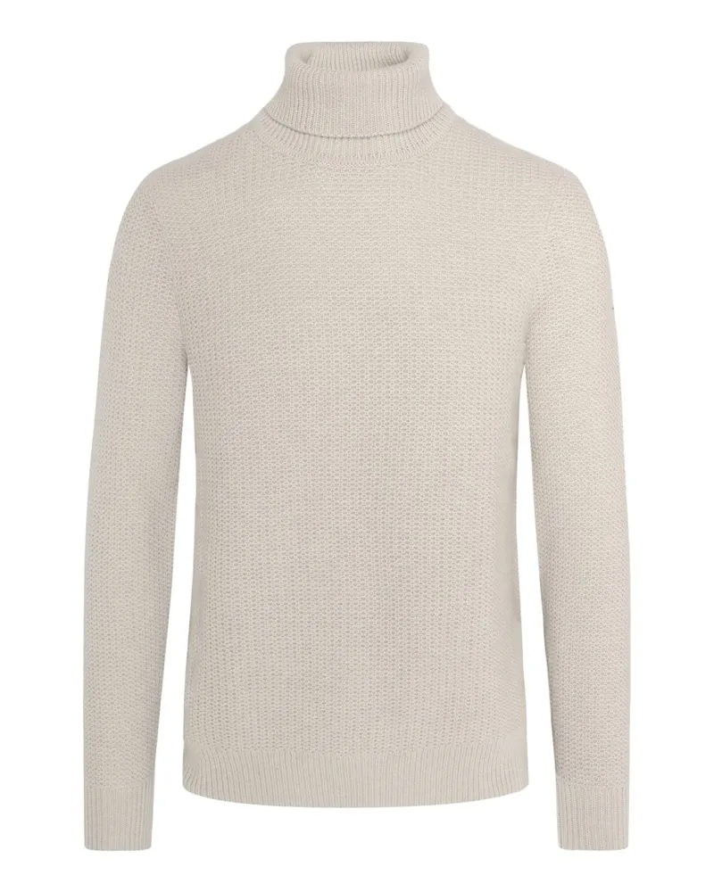 Hackett Rollkragenpullover aus einem Wolle-Kaschmir-Mix in Wabenstruktur in Beige