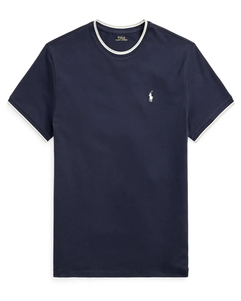 Ralph Lauren T-Shirt in Piqué-Qualität mit Stretch und Logo-Stickerei, Classic Fit in Marine