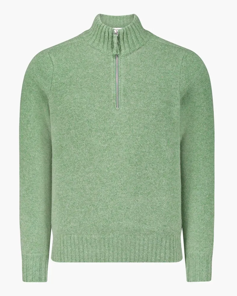FTC Cashmere Softer Kaschmir-Troyer mit Rippbündchen in Hellgrün