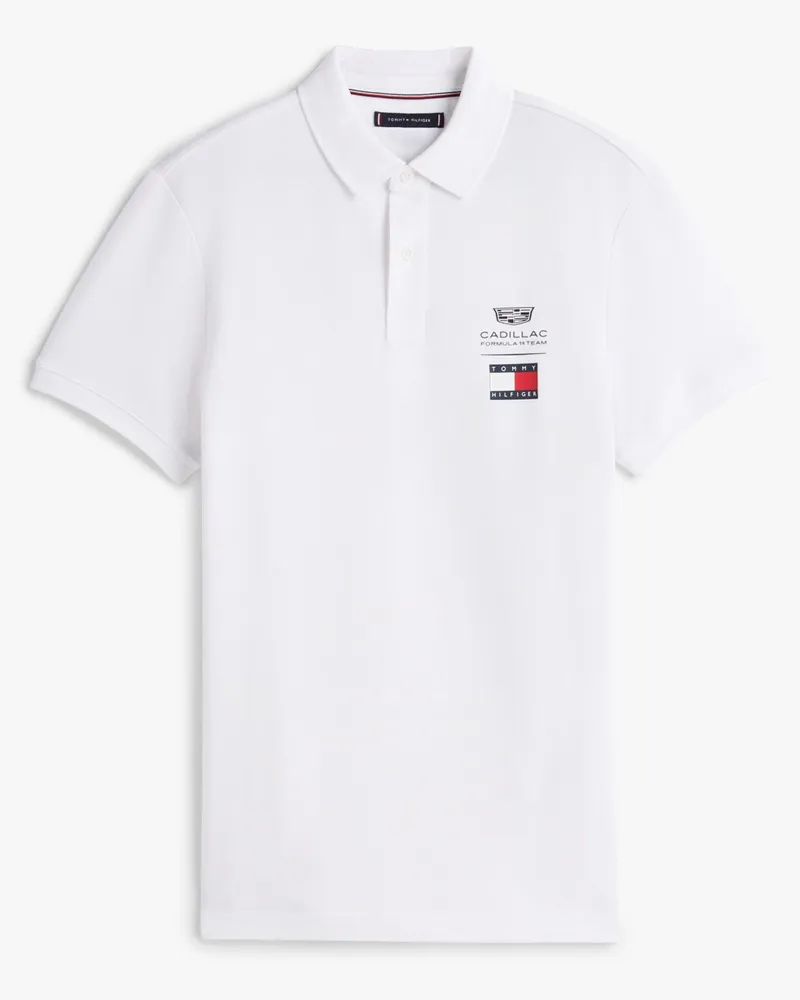 Tommy Hilfiger TH x Cadillac Formula 1® Team Piqué-Poloshirt mit Logo in Weiß