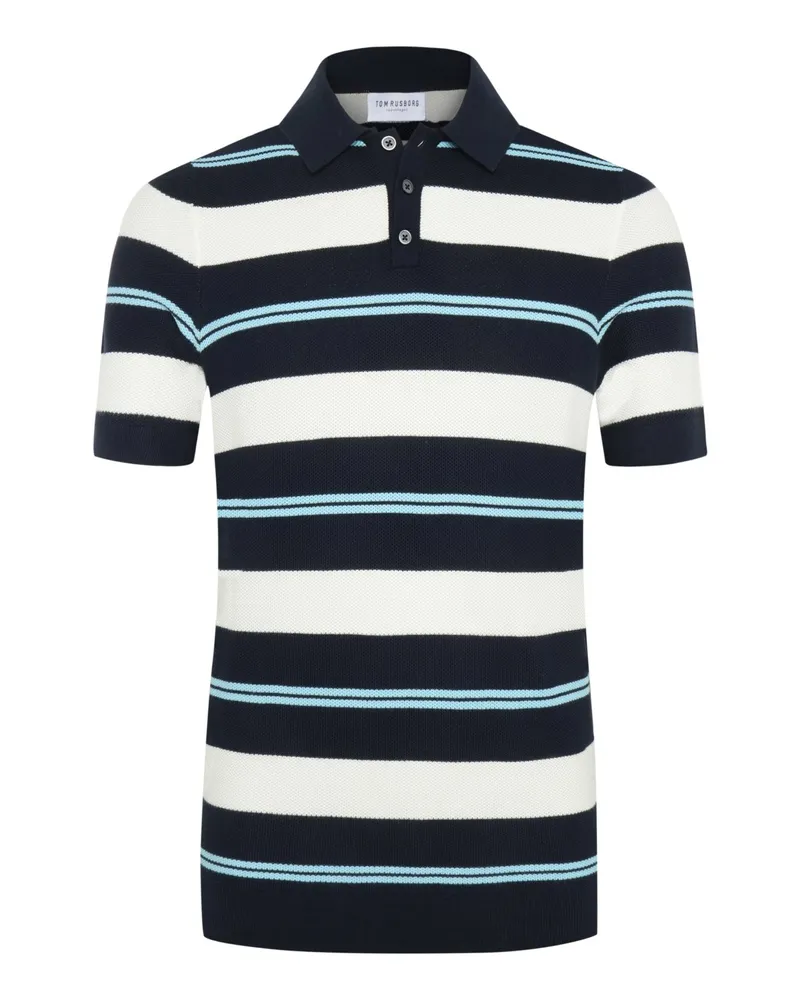 Tom Rusborg Poloshirt aus Baumwolle mit Blockstreifen in Marine
