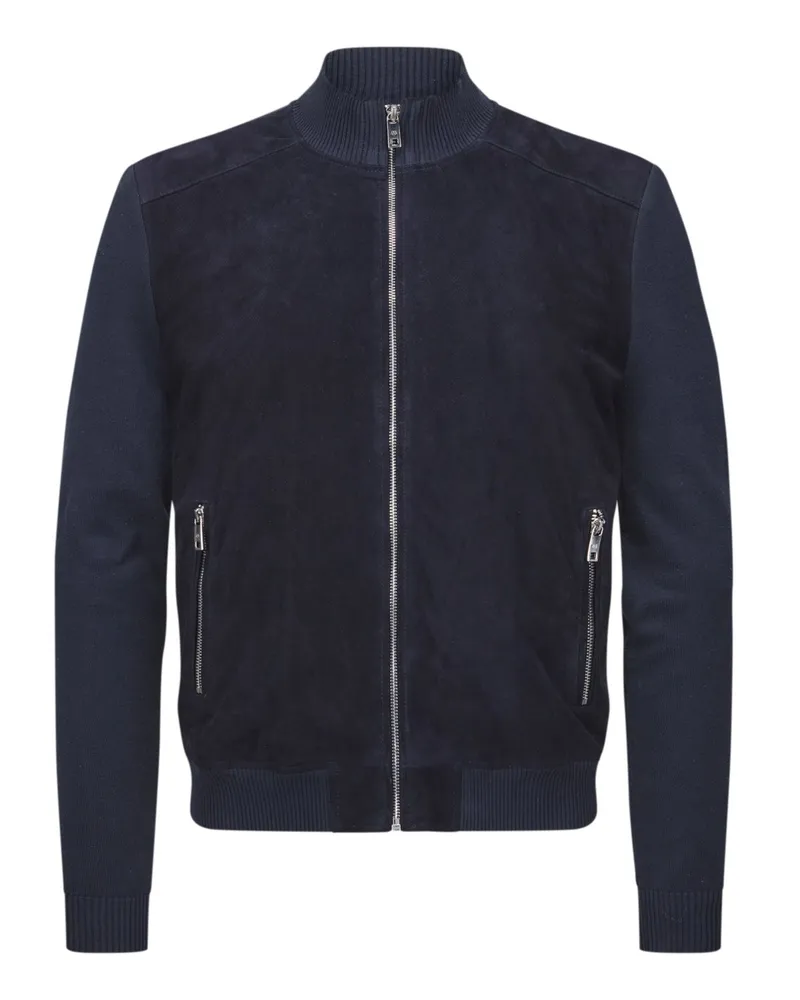 Milestone Hybrid Jacke MSRichardo aus Ziegenvelours und Baumwoll-Strick in Marine