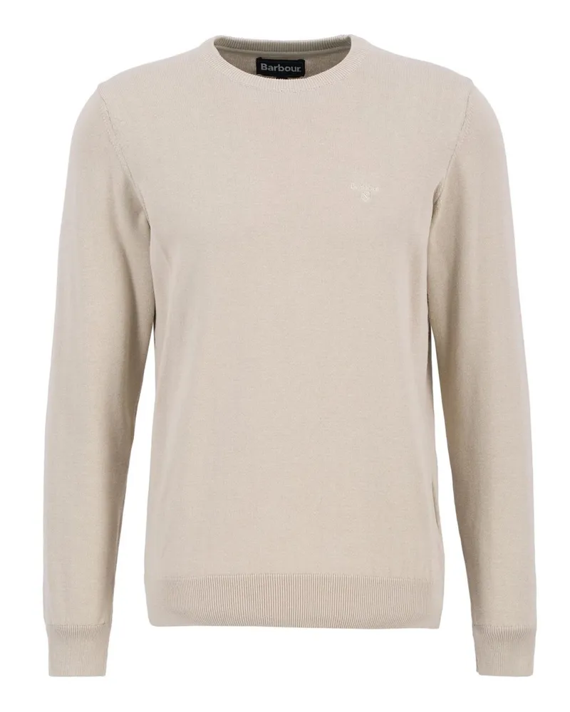 Barbour Pullover aus Baumwolle mit gesticktem Label-Schriftzug in Beige
