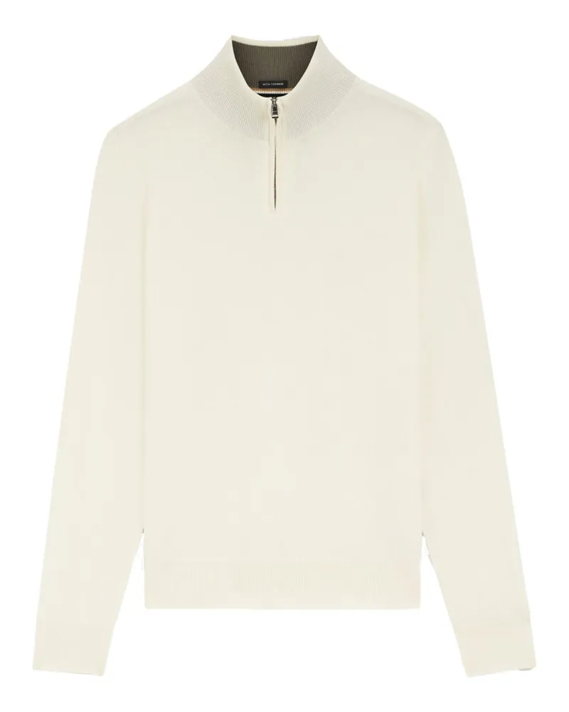 HUGO BOSS Strick-Troyer aus Schurwolle und Kaschmir in Offwhite