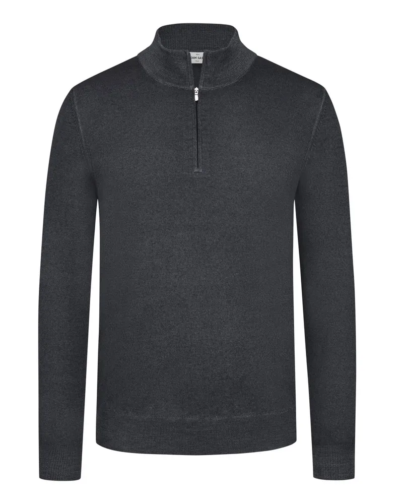 Gran Sasso Unifarbener Troyer aus Schurwolle in Anthrazit