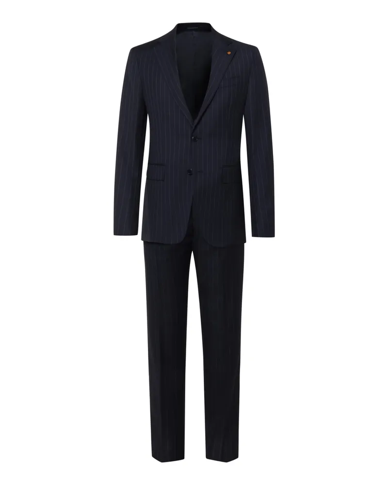 Sartoria Latorre Feiner einreihiger Wollanzug mit Nadelstreifen und fallendem Revers, Slim in Marine