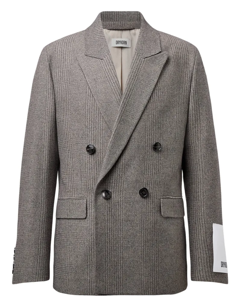 Drykorn Zweireihiges Anzugsakko aus einem Woll-Mix, Oversized Fit in Braun