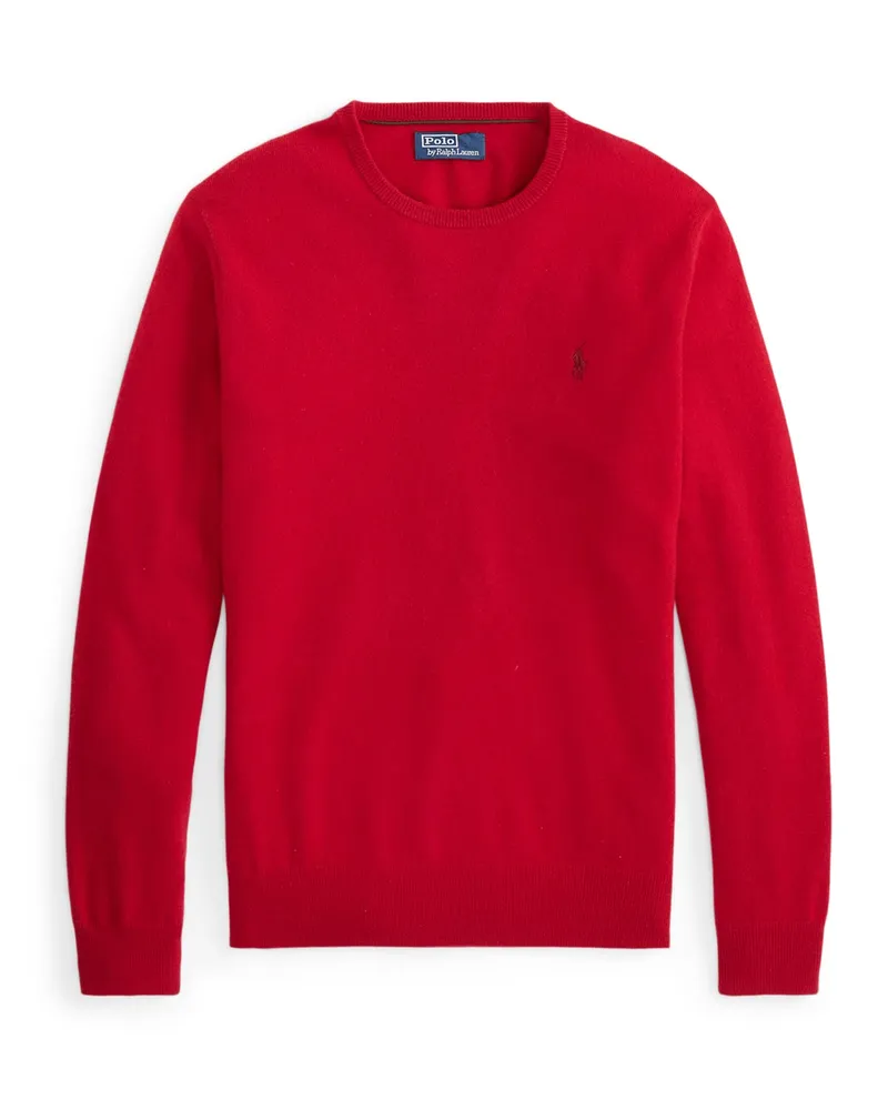 Ralph Lauren Softer Rundhalspullover aus Wolle mit Pony-Stickerei, Regular Fit in Rot