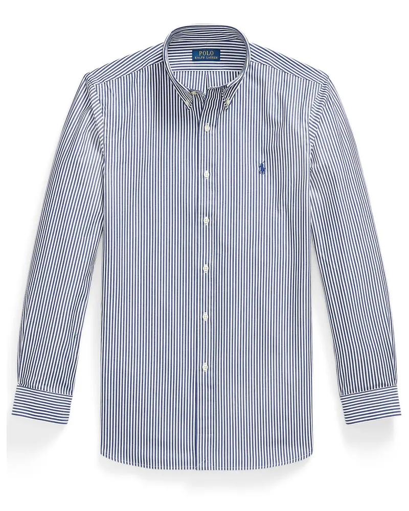 Ralph Lauren Twill-Hemd mit Streifenmuster und Logo-Stickerei, Custom Fit in Marine
