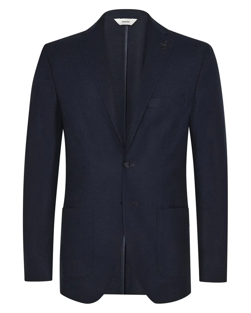 PAOLONI Einreiher-Sakko aus Schurwolle mit fallendem Revers in Blau