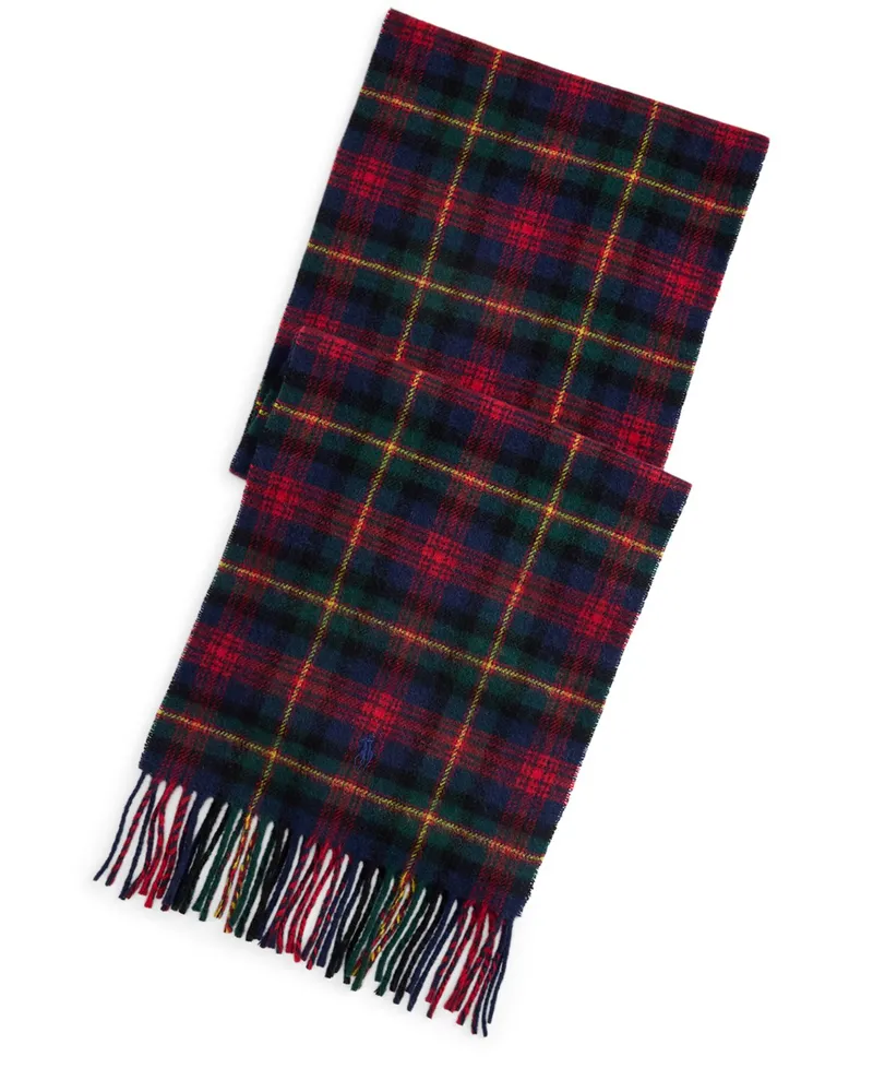 Ralph Lauren Softer Schal mit Glencheck-Muster und Fransen in Rot