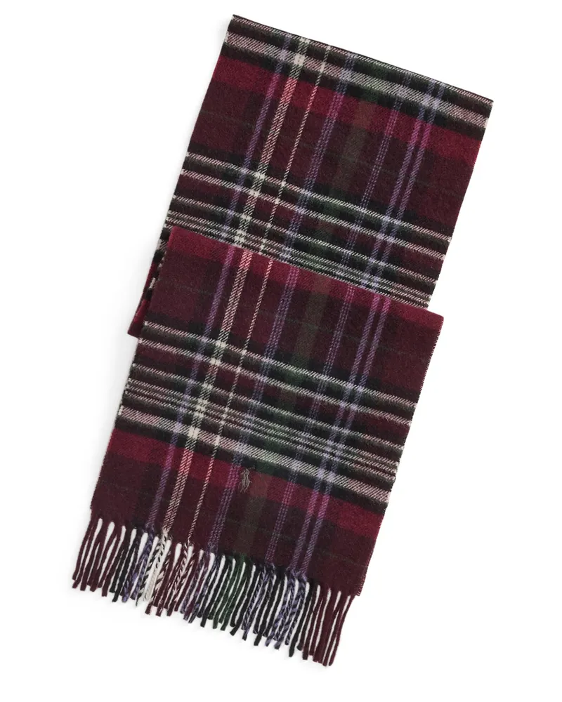 Ralph Lauren Softer Schal mit Glencheck-Muster und Fransen in Rot