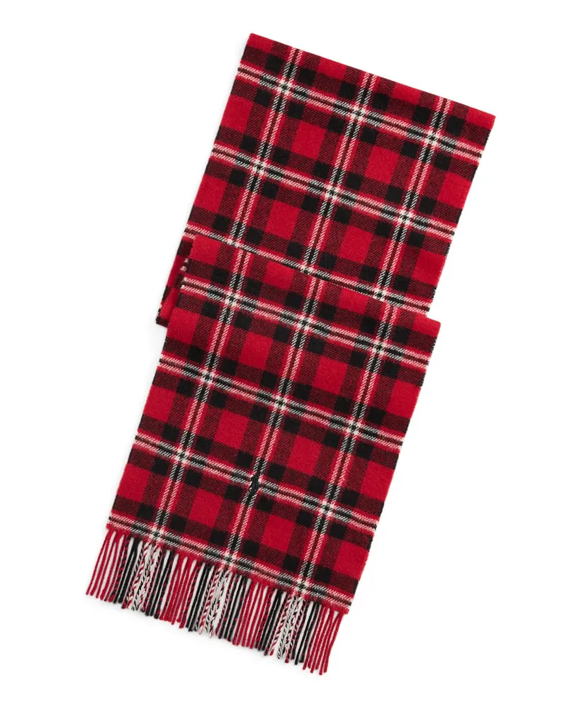 Ralph Lauren Softer Schal mit Glencheck-Muster und Fransen in Rot
