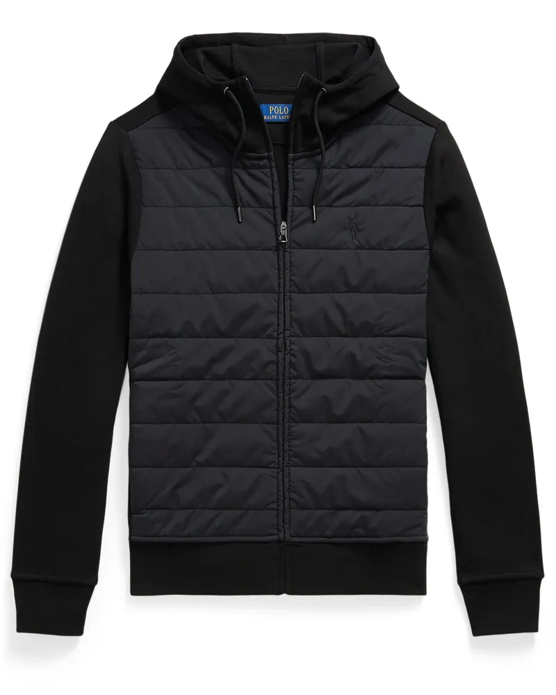 Ralph Lauren Leichte Strickjacke mit Steppfront und Kapuze in Schwarz