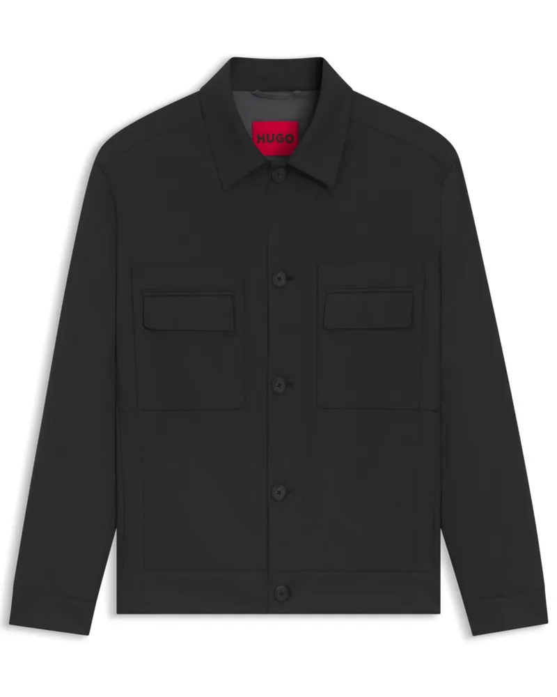 HUGO BOSS Mix & Match Overshirt aus einem Stretch-Mix, Modern Fit in Schwarz