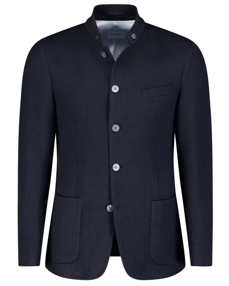 Roy Robson Teilgefüttertes Strick-Sakko mit Stehkragen und Struktur, Slim Fit in Marine