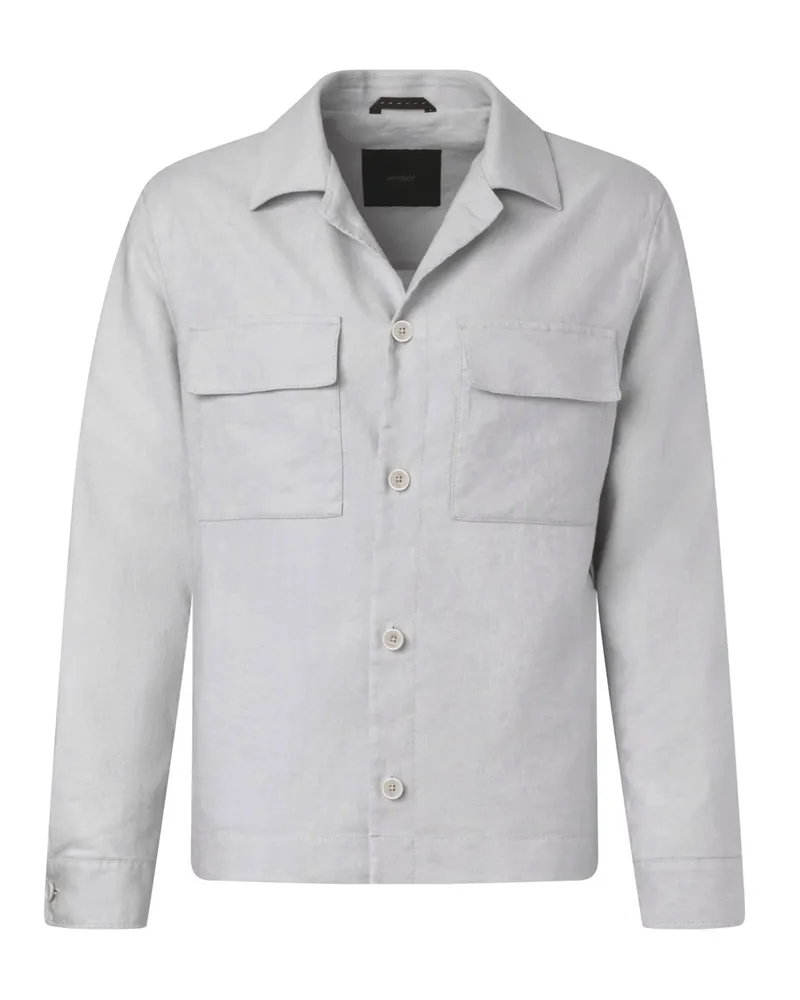 windsor. Leinen-Overshirt Lavoro mit aufgesetzten Brusttaschen in Hellgrau