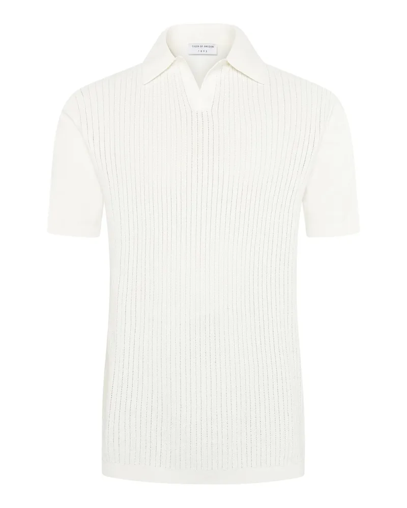 Tiger of Sweden Geripptes Poloshirt aus Baumwolle in Offwhite