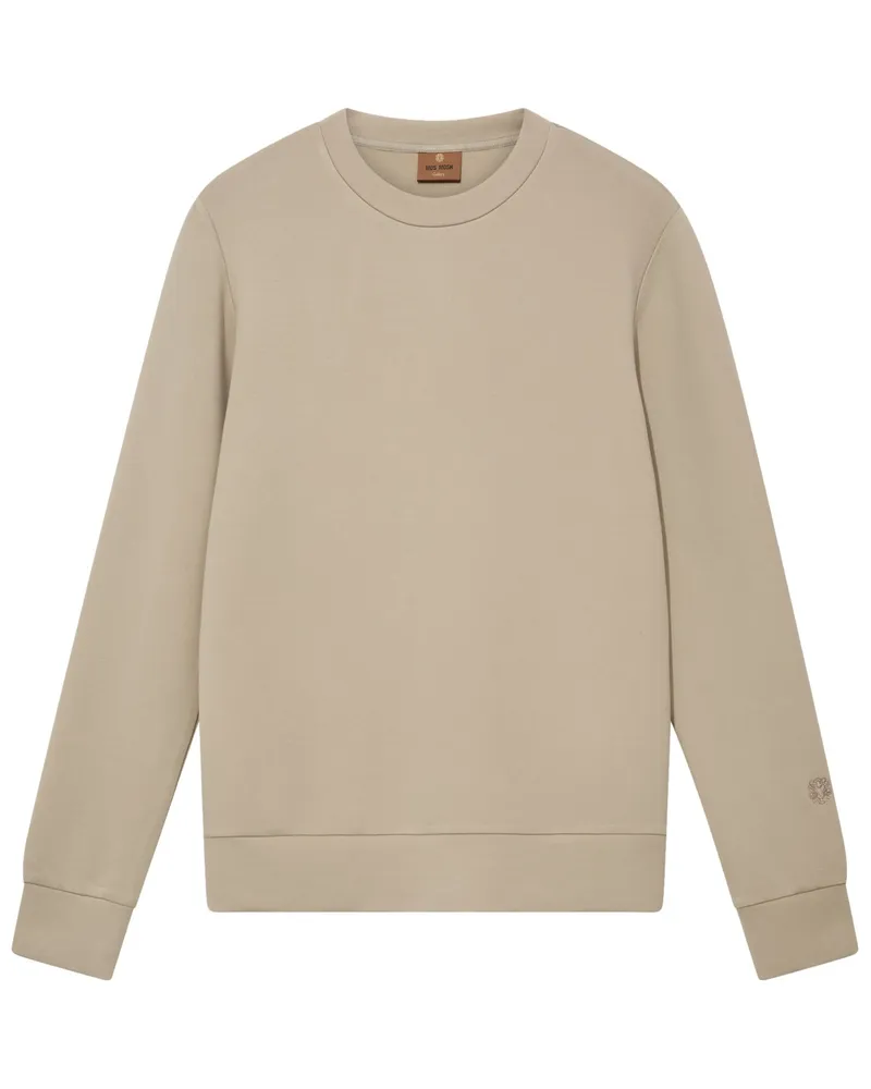 Mos Mosh Glattes Stretch-Sweatshirt mit O-Neck in Beige