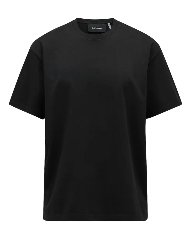 Peak Performance T-Shirt aus Baumwolle mit feiner Struktur in Schwarz