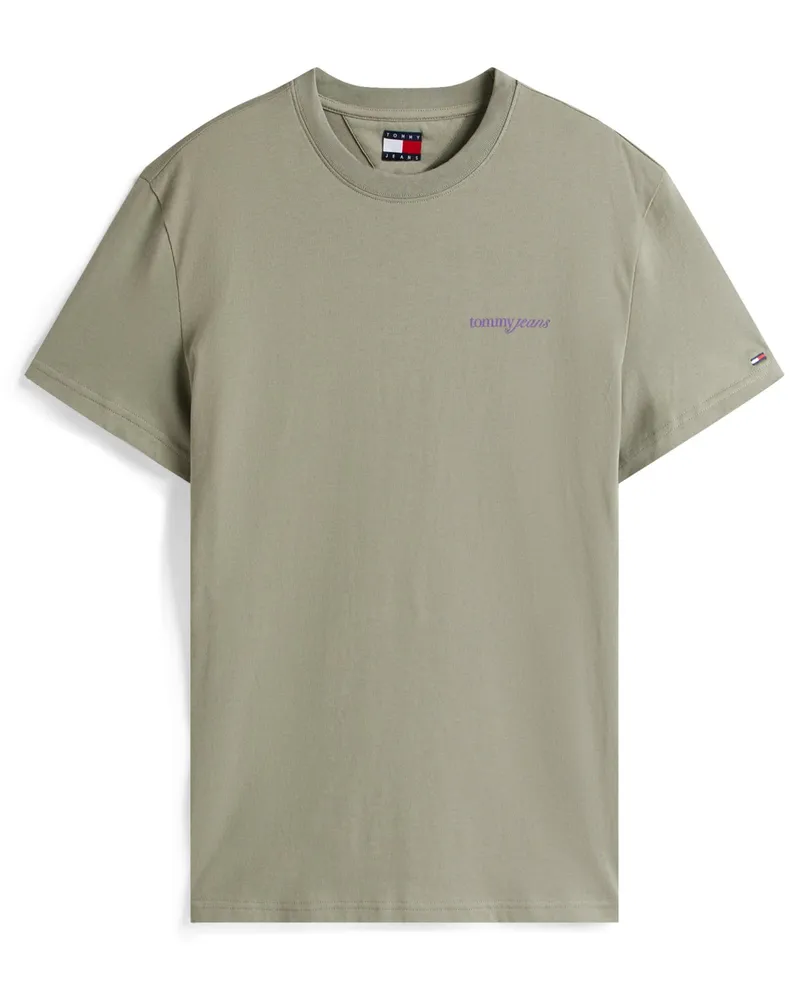 Tommy Hilfiger T-Shirt aus Baumwolle mit rückseitigem Label-Schriftzug in Grün