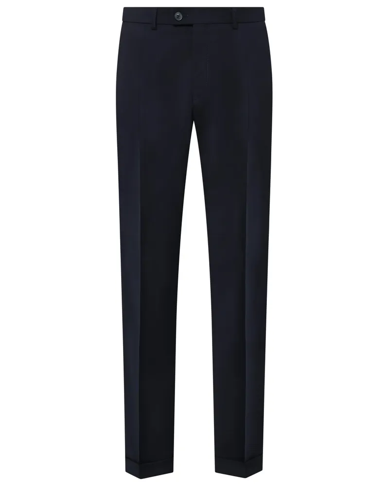 Hiltl Wollhose Primo mit abgeschrägtem Bund, Regular Fit in Marine