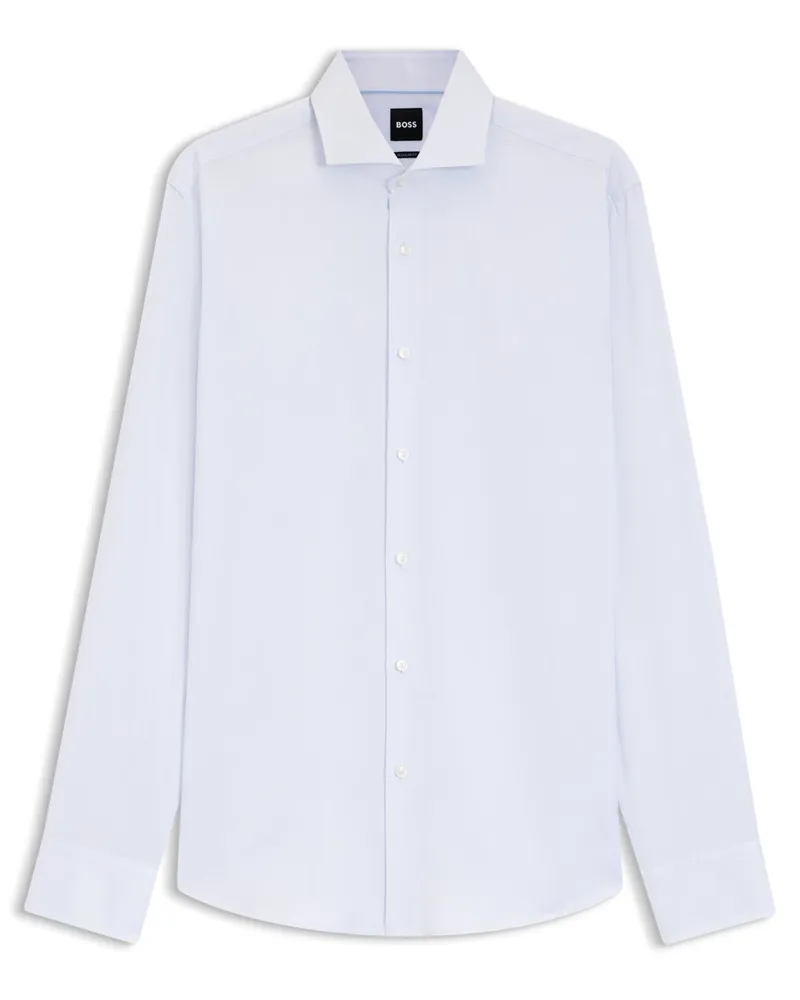 HUGO BOSS Baumwollhemd mit Struktur und Haifischkragen, Regular Fit in Hellblau