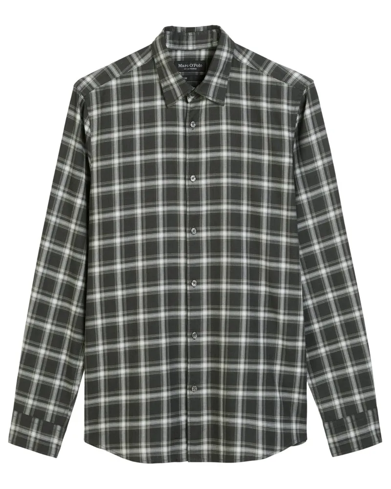 Marc O'Polo Hemd aus leichtem Bio-Baumwoll-Flanell, Regular Fit in Grün