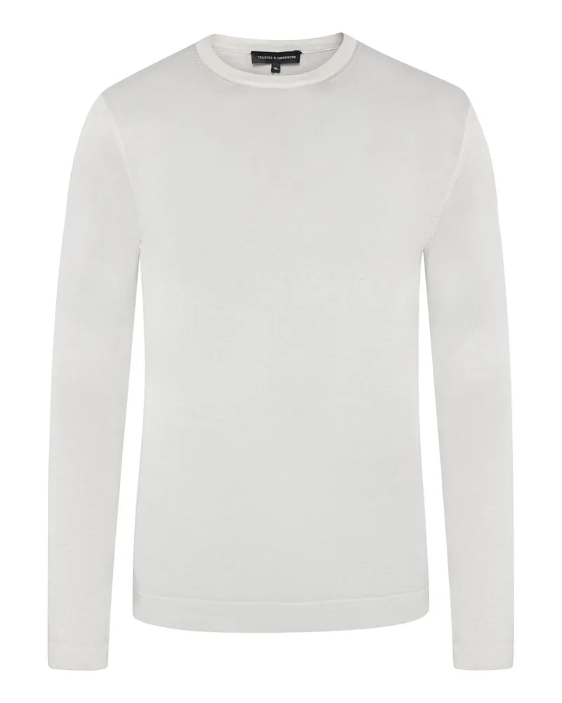 Trusted Handwork Leichter Strick-Pullover aus Pima-Baumwolle in Beige