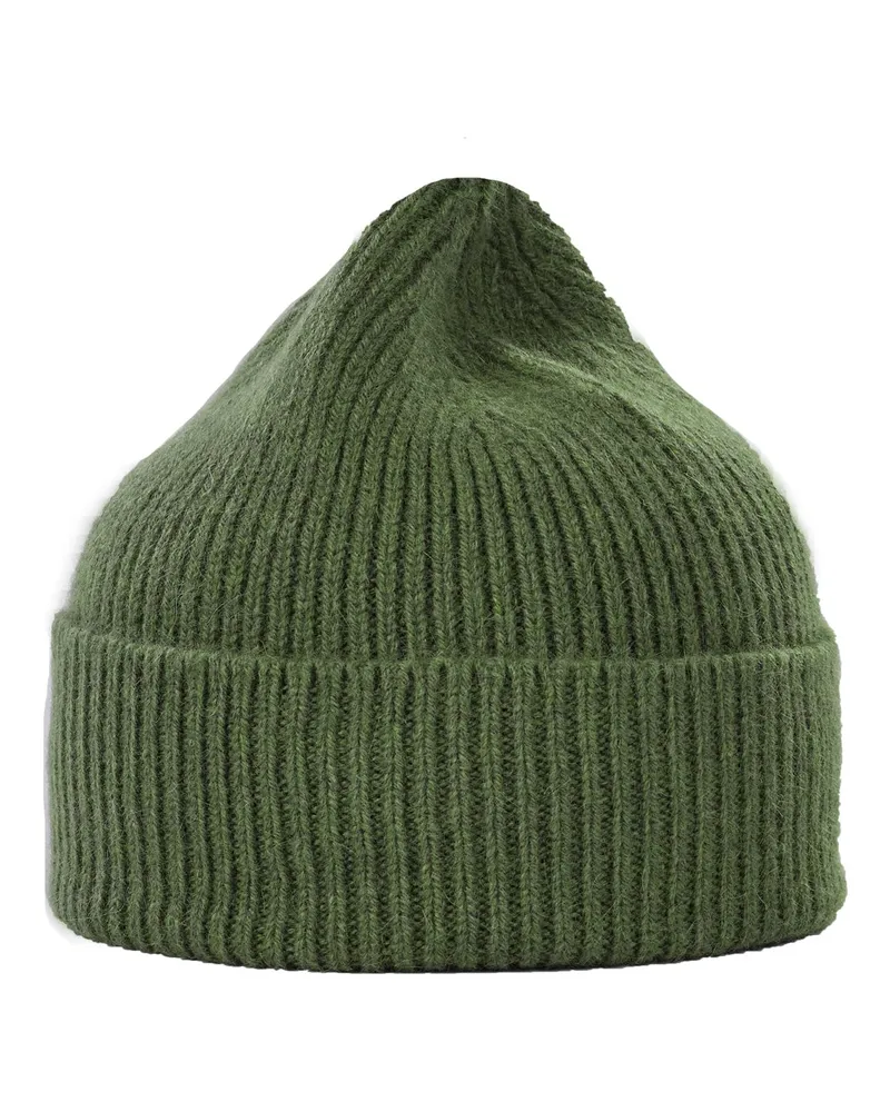 Le Bonnet Softe Strickmütze aus Lammwolle und Angora in Tanne