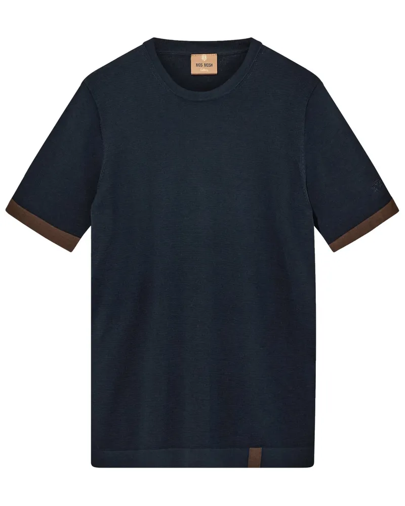 Mos Mosh Strick-T-Shirt aus Baumwolle mit Rundhalsausschnitt in Marine