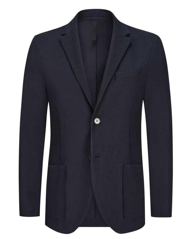 Harris Wharf London Strukturiertes Sakko aus Baumwolle mit fallendem Revers in Marine