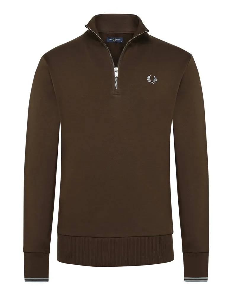 Fred Perry Sweat-Troyer mit Logo-Aufnäher in Braun