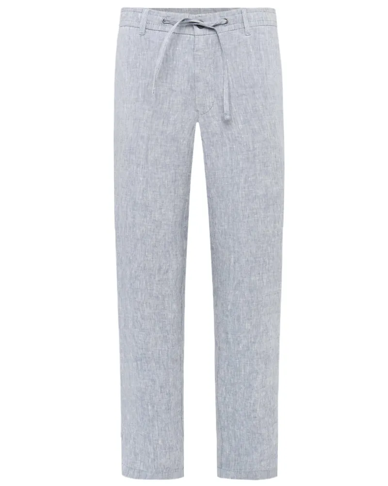Tom Rusborg Sommerliche Leinenhose mit elastischem Bund und Kordelzug in Blau